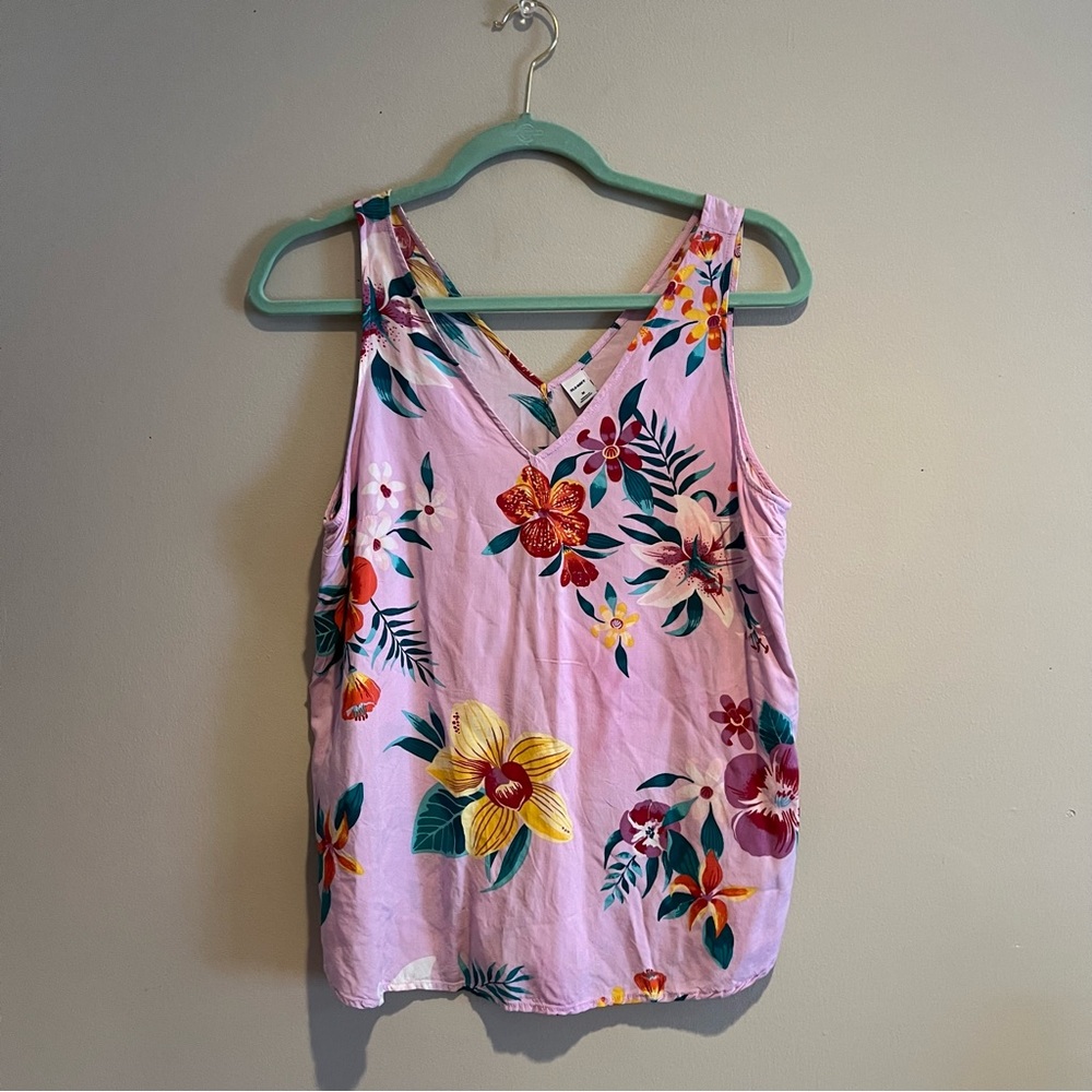 Old Navy Lilac Purple Floral Tropical Tank Top Size M